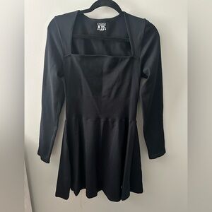 OQQ Ribbed Long Sleeve Square Neck Dress Size XL Black NWOT‎